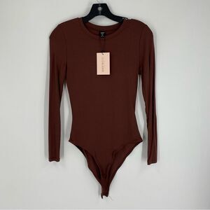 Shein Bea Women’s Long Sleeve Crew Neck Burgundy Bodysuit size S
